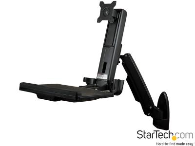 StarTech WALLSTS1 Single-Monitor Wall-Mounted Height-Adjustable Workstation - Black