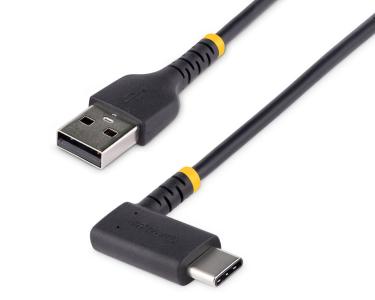 StarTech R2ACR-1M-USB-CABLE 1m Right-Angled USB-C to USB-A 2.0 Cable - Black