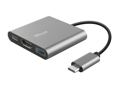 Trust 23772 Dalyx USB-C to 3-in-1 Multiport Adapter Hub - Silver