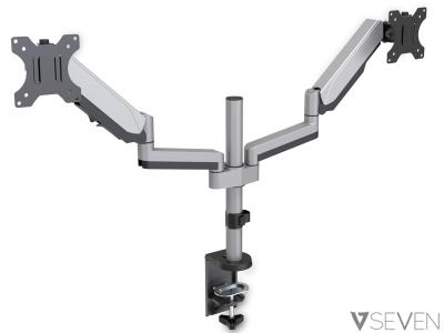 V7 DM1DTA-1E Dual LCD Arm Desk Mount - Silver - for 17" - 30" Screens up to 8kg