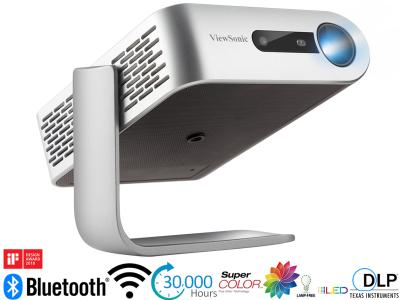 Viewsonic M1+ Projector - 125 Lumens, 16:9 Full WVGA, 1.2:1 Throw Ratio - Portable LED Lamp-Free Wireless with Bluetooth harman/kardon Speaker
