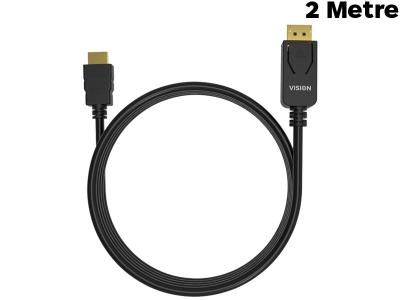 VISION 2 Metre Professional DisplayPort to HDMI Cable - TC-2MDPHDMI/BL