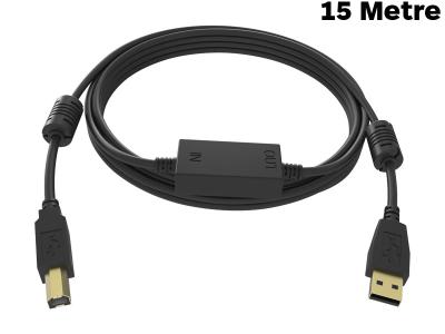 VISION 15 Metre Professional Black USB 2.0 Cable with Active Booster - TC-15MUSB+/BL