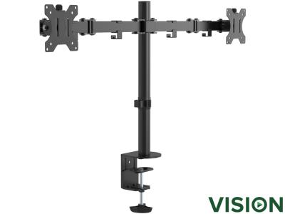 Vision VFM-DPD2B Dual Monitor Desk Post Mount - Black - for 13" - 27" Screens up to 8kg