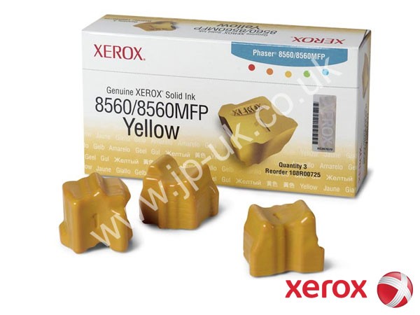 Genuine Xerox 108R00725 Yellow ColorStix 3 Pack to fit Phaser 8560DA Colour Laser Printer 