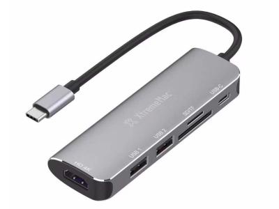 XtremeMac XWH-HUB6-13 USB-C to 6-in-1 Multiport Hub - Silver