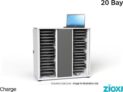 zioxi Chromebook Charging Cupboard - Store and Charge 20 Bay Chromebooks, Ultrabooks and Tablets - CHRGC-CB-20-C