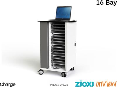 zioxi CHRGT-CB-16-K-O3 Chromebook & Netbook 16 Bay Store & Charge OnView Trolley - Key Lock
