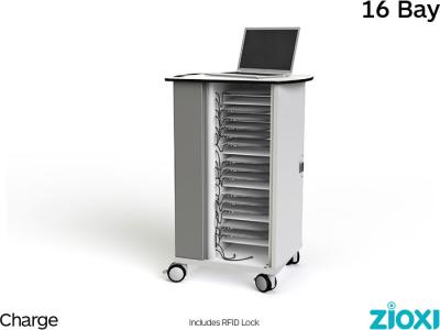 zioxi CHRGT-CB-16-R Chromebook & Netbook 16 Bay Store and Charge Trolley - RFID Lock