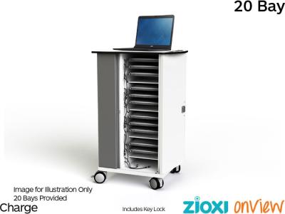 zioxi CHRGT-CB-20-K-O3 Chromebook & Netbook 20 Bay Store & Charge OnView Trolley - Key Lock