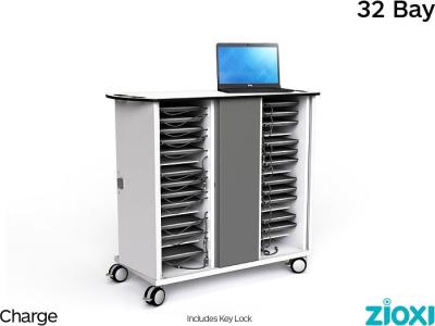 zioxi CHRGT-CB-32 Chromebook & Netbook 32 Bay Store and Charge Trolley - Key Lock