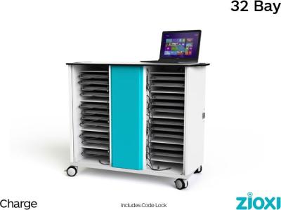zioxi CHRGT-LS-32-C Laptop Charging Trolley, Store and Charge, 32 Bay - Code Lock
