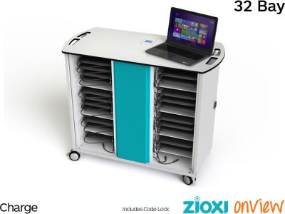 zioxi CHRGT-LS-32-C-O3 32 Bay Laptop Secure & Charge Trolley with OnView smartControl - Code Lock