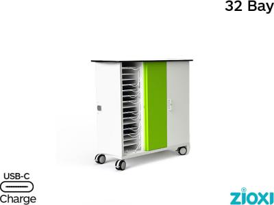 zioxi CHRGTUC-PT-32-C iPad/Tablet & Pencil Charging 32 Bay Store & USB-C Charge Trolley - Code Lock