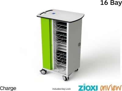 zioxi CHRGT-TB-16-K-O3 Tablet/iPad 16 Bay Secure & Charge Trolley with OnView smartControl - Key Lock