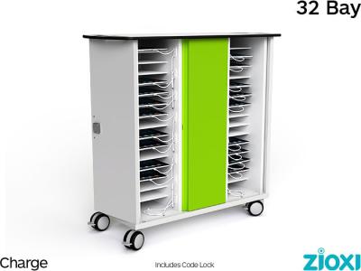 zioxi CHRGT-TB-32-C iPad & Tablet Security Trolley, Store and Charge, 32 Bay - Code Lock