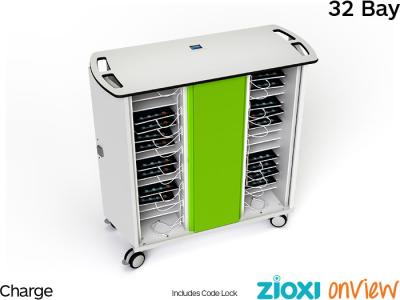 zioxi CHRGT-TB-32-C-O3 Tablet/iPad 32 Bay Secure & Charge Trolley with OnView smartControl - Code Lock