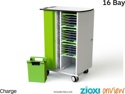 zioxi CHRGT-TBB-16-K-O3 iPad & Tablet 16 Bay Store & Charge Trolley with OnView smartControl - Key Lock