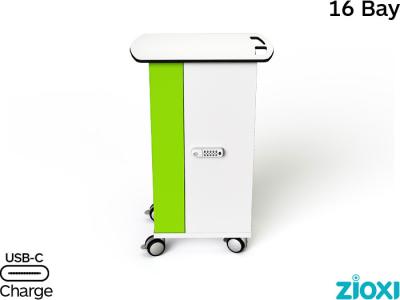 zioxi CHRGTUC-PT-16-C iPad/Tablet & Pencil Charging 16 Bay Store & USB-C Charge Trolley - Code Lock
