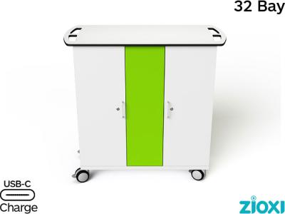 zioxi CHRGTUC-PT-32-K iPad/Tablet & Pencil Charging 32 Bay Store & USB-C Charge Trolley - Key Lock