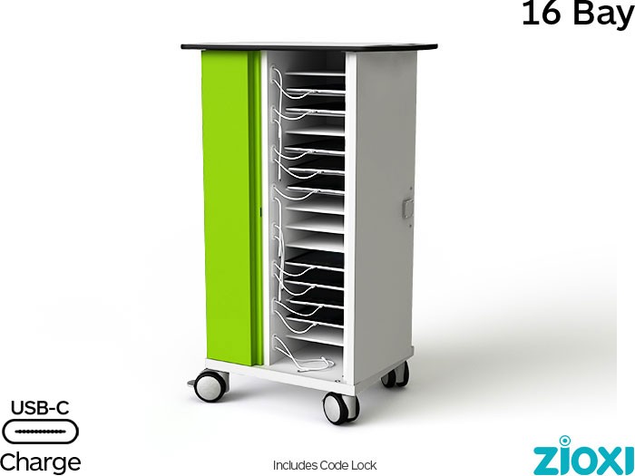 zioxi CHRGTUC-TB-16-C iPad & Tablet 16 Bay Store & USB-C Charge Trolley - Code Lock