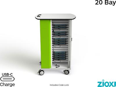 zioxi CHRGTUC-TB-20-C iPad & Tablet 20 Bay Store & USB-C Charge Trolley - Code Lock