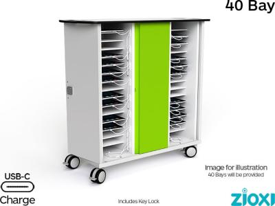 zioxi CHRGTUC-TB-40-C iPad & Tablet 40 Bay Store & USB-C Charge Trolley - Code Lock