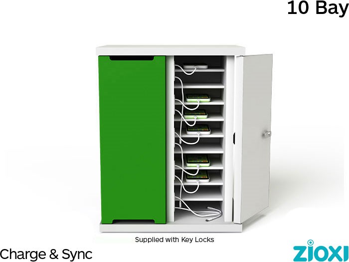 zioxi SYNCC-SP-10-K 10 Bay Smartphone Charge & Sync Cabinet - Key Lock