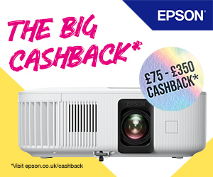 The Big Cashback Promotion for Epson Projectors Banner ad - click to go to the Epson Cashback page in a new tab